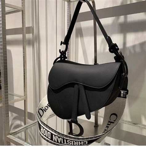 dior black matte bag|dior saddle bag black on.